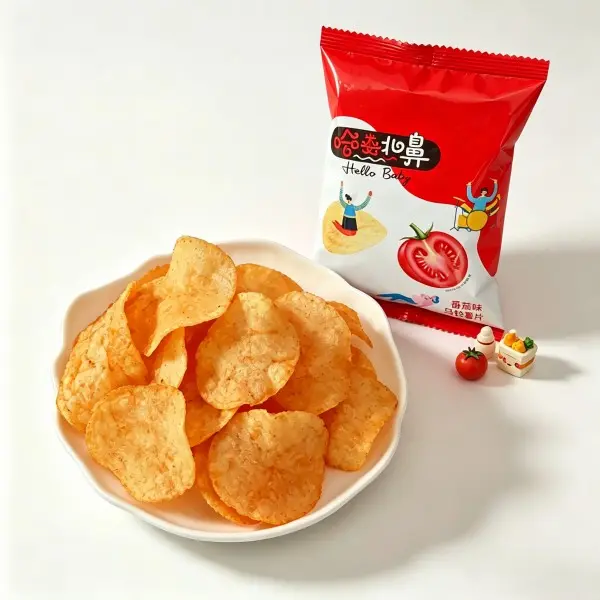 Tomato flavor original cut potato chips golden crispy vegetable snack with customizable flavors for bulk wholesale